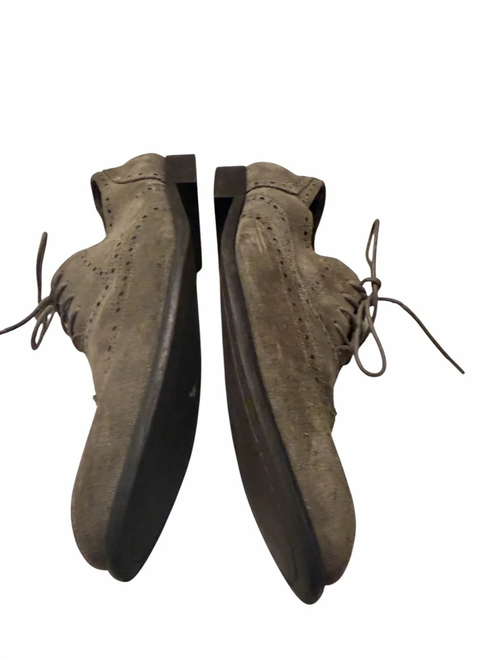 John Varvatos Men's Suede Wingtip Oxfords - Taupe Gray, pre-owned, SZ12